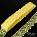 Yellow embroidered floral lace ribbon trim, 40mm wide by 10 yards for DIY sewing projects - Yellow