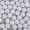 Mezze perle bianche Aurora ABS a retro piatto per accessori capelli fai da te - 14mm (50 Pezzi/Confezione) / Bianco