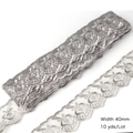 Silver grey floral embroidery lace trim 40mm wide for DIY sewing 10 yards per lot - Gray
