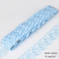 Light blue floral embroidered lace ribbon, 40mm wide trim for DIY sewing crafts, 10 yards - Light Blue