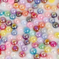 Perle semitonde colorate con finitura AB per accessori per capelli fai-da-te a piatto - 6mm (400 Pezzi/Confezione) / Multicolore