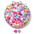 Colorful macaron heart acrylic beads for DIY jewelry making in a decorative silver tray - Large Heart (11x10mm)