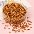 Primer plano de cuentas de vidrio doradas metálicas para joyería DIY en envase claro - 2mm (10g/Paquete) / Oro Profundo