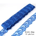 Navy blue 40mm floral embroidered lace trim for DIY sewing and apparel decoration - Royal Blue