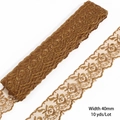 Exquisite 40mm golden floral embroidery lace ribbon for DIY sewing and jewelry making - Light Coffee