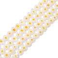 8mm herzförmige Millefiori Glasperlen mit gelbem Blütenkern für DIY-Schmuckherstellung - 8mm (10 Stück/Packung) / Weiß