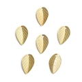 Set of six 14K gold plated hollow leaf pendants with engraved herringbone patterns for DIY jewelry - Patterned Leaf Pendant (413) / 2 Pieces/Pack (8x14mm)