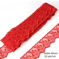 40mm red embroidered floral lace ribbon trim for DIY sewing crafts, 10 yards length - Red