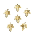 Set of six 14K gold-plated maple leaf pendants with detailed veins for DIY jewelry - Maple Leaf Pendant (413) / 2 Pieces/Pack (12x16mm)