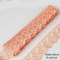Coral orange floral lace trim embroidery ribbon 40mm wide for DIY sewing 10 yards - Ivory