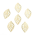 14K gold plated hollow leaf charm for DIY jewelry making accessories and necklaces - Hollow Leaf Pendant (413) / 2 Pieces/Pack (14x24mm)