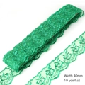 Vibrant emerald green 40mm floral embroidery lace trim for DIY sewing crafts, 10 yards - Grass Green
