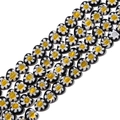 8mm black heart millefiori glass beads with yellow flower patterns for DIY jewelry - Black