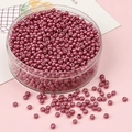 Perles de rocaille en verre rose rouge métallisé pour bijoux DIY avec boîte - Argent et Rose Rouge