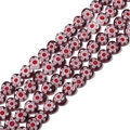 Purple 8mm heart-shaped Millefiori glass beads with floral pattern for DIY jewelry - Purple