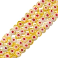 Handmade 8mm yellow Millefiori glass heart beads with floral pattern for DIY jewelry making - Yellow