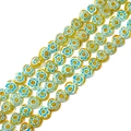 Handmade 8mm yellow millefiori glass heart beads for DIY bracelets and crafts - Yellow Blue