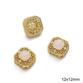 Quadratische, vergoldete 12x12mm Abstandsperle mit rosa Edelstein für DIY-Schmuck - Quadratisch 12x12mm Gold Weißes Glas