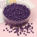 Perles de verre rondes violet foncé avec fini pailleté métallique pour bijoux DIY - Lilas Argenté
