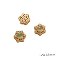 Goldene Sechseck-Blumen-Zwischenperlen mit grünem Opal und Perlen für DIY-Schmuck - Sechseck Blume Gold Hellgrün Glas / 12x13mm
