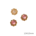 13x13mm gold flower spacer bead with pink opal and multi-color stones for DIY jewelry - Flower Rhombus Gold Pink Glass / 13x13mm