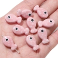 Pink ceramic fish beads with white polka dots for handmade DIY jewelry bracelets - Pink