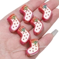 Cuentas de Navidad en acrílico rojo y blanco para hacer joyas DIY y manualidades - Calcetines Galvanizados / 2 Piezas/Paquete (20x20mm) / Rojo