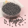 Perles de rocaille en verre gris métallisé en boîte ronde pour création de bijoux - Gris Fusil