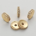 5 Stück 18K vergoldete Kupfer-Abstandshalter mit Zirkonia für DIY-Schmuckherstellung - 6mm