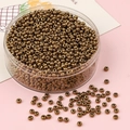 Perles de rocaille en verre doré métallisé pour bijoux DIY dans une boîte de rangement - Café