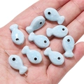 Light blue ceramic fish beads with white polka dots for handmade jewelry DIY crafts - Light Blue