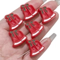 DIY Christmas bell beads in red with green bow and white base for jewelry making - Solid Color Bell