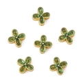 Gold-plated four-leaf clover beads with green inlay for DIY jewelry making - Four-leaf Flower Style / 1 Piece (13x13mm) / Green
