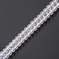 Irisierende transparente Glasperlen für DIY Halsketten und Armbänder in Regenbogen-Optik - Beschichtetes Weiß (38CM) / 6 mm (ca. 70 Stück)