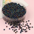 Perles de rocaille métalliques irisées en boîte pour la création de bijoux DIY - Vert Minéral