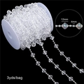 Catena di perle in acrilico trasparente da 12mm e 4mm per decorazioni di nozze fai-da-te - Perle ottagonali / 12x12mm/4mm (Confezione da 15m) / Trasparente