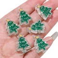 Miniature resin Christmas tree beads with yellow stars for DIY jewelry making - Transparent Christmas Tree