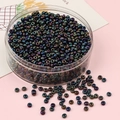 Perles de rocaille arc-en-ciel métalliques pour bijoux DIY en boîte transparente - Bleu Minéral