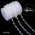 Catena di perle in acrilico sfaccettato per fai-da-te, dimensioni 11mm e 8mm - Perline tubolari / 11x10mm/8x3.5mm (Confezione da 15m) / Trasparente