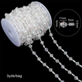 Catena di perle in acrilico sfaccettato trasparente per matrimoni e gioielli fai da te - Perline tubolari / 11x10mm/8x3.5mm (Confezione da 15m) / Bianco AB