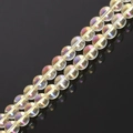 Strang aus runden irisierenden AB-beschichteten Glasperlen mit Regenbogeneffekt für DIY - Transparent Gelb Irisierend (38CM) / 8mm (ca. 48 Stk.)