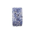 Blue and white natural stone round bead bracelet set with unique marble texture patterns - Natural Dyed Blue Sodalite
