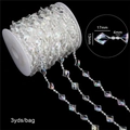 Catena di perle di diamante in acrilico iridescente su rocchetto per fai-da-te - Pezzo a forma di rombo / 17x13mm/4mm (Confezione da 15m) / Bianco AB