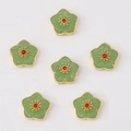 Set of 6 green flower spacers with red centers and gold plating for DIY jewelry making - Plum Blossom Style / 1 Piece/Pack (14x14mm) / Green