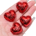 Red metallic heart beads with HOT LOVE embossed lettering for DIY phone charms - Custom Engraved / 27x25mm (2 Pcs/Pack) / Red
