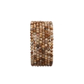 Stack of eight natural stone bead bracelets with map jasper textures on white background - Natural Picture Stone