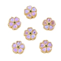 Golden cherry blossom flower beads with purple petals and green center for DIY jewelry - Cherry Blossom Style / 1 Piece (12mm) / Purple