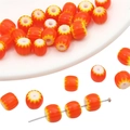 Perles en verre Millefiori orange faites à la main pour bijoux DIY et colliers - 6mm (10 Pièces/Paquet) / Rouge Orangé