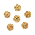Golden flower charms with amber resin petals and red green gems for DIY jewelry - Cherry Blossom Style / 1 Piece (12mm) / Clear