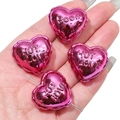 Fuchsia gegalvaniseerde hartkralen met HOT LOVE tekst voor DIY sieraden maken - Gepersonaliseerde Gravure / 27x25mm (2 stuks/verpakking) / Paars